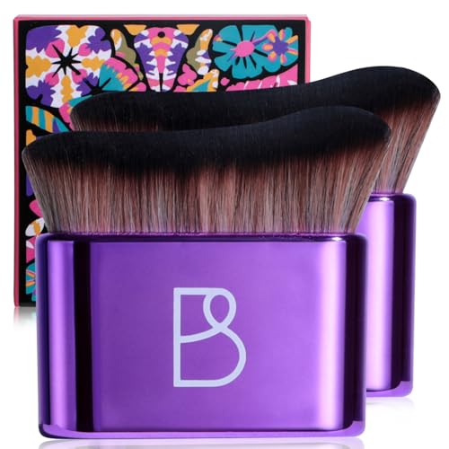 Image of BS-MALL Self Tanning Body Brush Makeup Brushes Set of 2 - Multi-Purpose Body Brush & Ultra-Soft Synthetic Bristles, Perfect for Face & Body Application & Travel & Daily Use (Bright Purple)