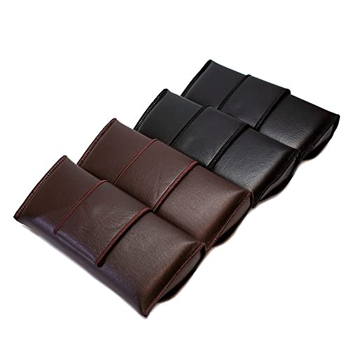 Image of Calabria Double Snap Belt Loop Eyeglass Case PU Leather Black Brown 4Pack Vintage Eye Glasses Pouch SemiHard Sunglass Holder