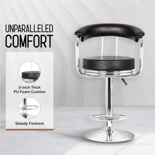 Da URBAN - M-351_BLACK_2 Classic Height Adjustable Bar Stool Chair (Black) (Set of 2)