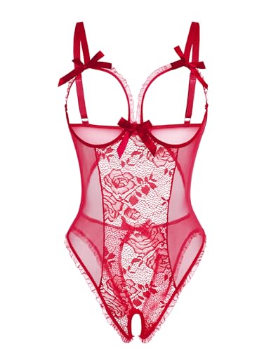Image of Avidlove Women One Piece Lingerie Sexy Lace Babydoll Mini Bodysuit