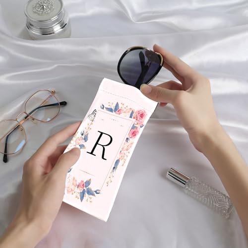 Image of Anikathy 2Pcs Initial Letter Sunglass Eyeglass Glasses Case Soft PU Leather with Cleaning Cloth Cute for Men Women Girs