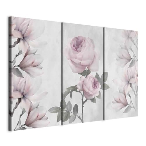 murando - Wandbilder XXL Blumen 120x80 cm Vlies Leinwandbild 3 Teilig Kunstdruck modern Wandbilder XXL Wanddekoration Design Wand Bild - Rosen Magnolien Blätter Ast rosa wie gemalt murando - Wandbilder XXL Blumen 120x80 cm Vlies Leinwandbild 3 Teilig Kunstdruck modern Wandbilder XXL Wanddekoration Design Wand Bild - Rosen Magnolien Blätter Ast rosa wie gemalt