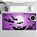 Halloween Flying Purple Bats Desk Mat Non-Slip Laptop Writing Pad Large Keyboard Mousepad with Rubber Base 23.6