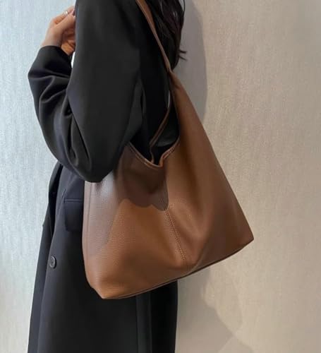 Slouchy PU Leather Hobo Bags Women Trendy Underarm Shoulder Bag Crescent Crossbody Purse Retro Cute Satchel Tote Handbag3