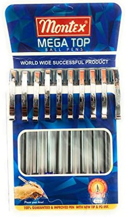 Montex Mega Top Ball Pen-Blue,Pack of 10