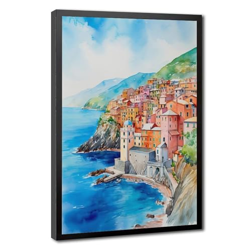 Aquarelle italienne Manarola toile murale pour raviver un salon aux murs vides