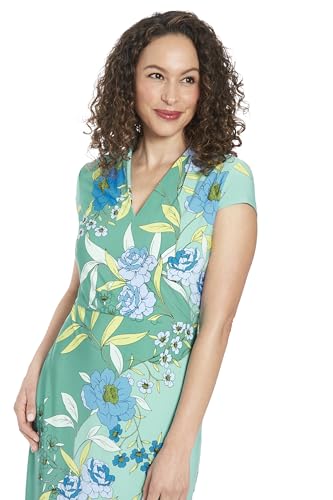 London Times Women's V-Neck Cap Sleeve Sheath Dress Guest of Desk to Dinner Easy Comfortable Garden Party3