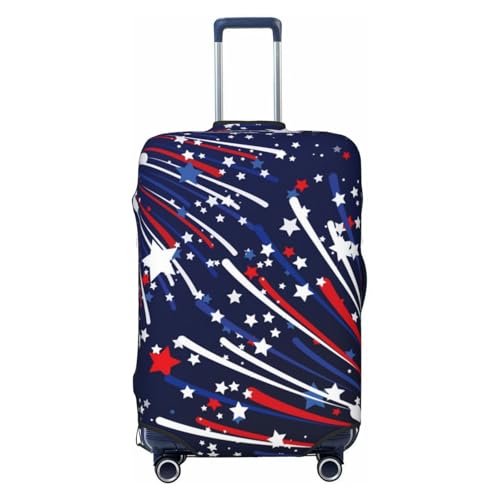 Red White Blue Fireworks 1 Print Luggage Cover For Suitcase,Washable Elastic Travel Suitcase Protector With Zipper Closure And Bottom Buckle – Fits 18-32