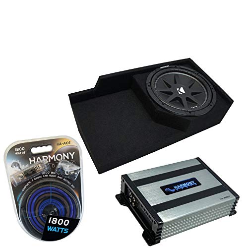 Harmony Audio Compatible with 1988-1998 Chevy CK Silverado Extended Truck Kicker Bundle Comp C10 Single 10 Sub Box Enclosure & Harmony HA-A400.1 Amp