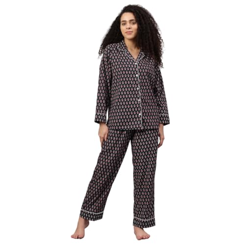 Image of Cotton Floral Printed 2 Piece Night Suit Top & Pajama Set for Women & Girls