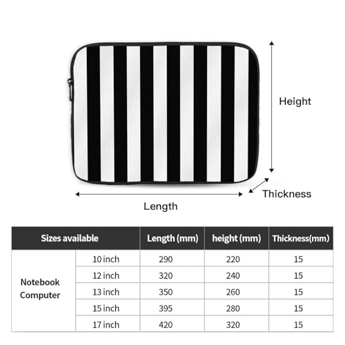 Funda para portátil de 13 pulgadas con rayas negro y blanco miniatura 4