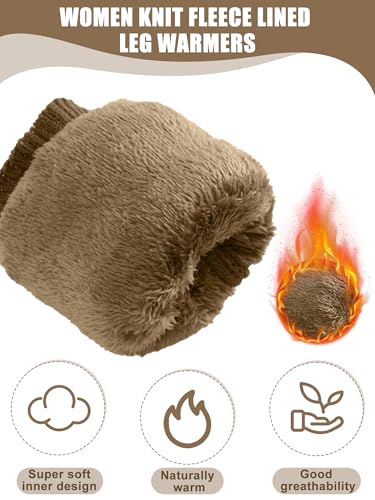 Chuarry 3 Pairs Winter Fleece Lined Leg Warmer for Women Skating Leg Warmer Long Boot Socks for Women Skating Every Day Wear2