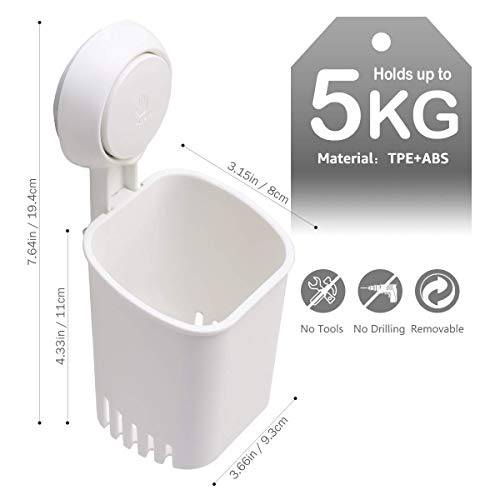 LEVERLOC Toothbrush Holder Wall Mounted 2 Pack, MAX Hold 3 KG, Shower Razor Organizer - Image 2