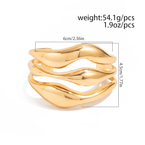 Salircon Gold Bangle Bracelets for Women Gold Wide Chunky Cuff Bracelets Trendy Open Wide Chunky Bangle Irregular Minimalist Cuff Jewelry4