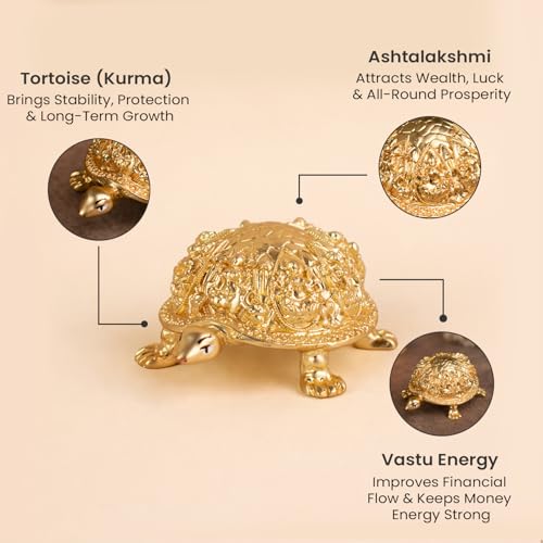 Image of Astrotalk Ashtalakshmi Tortoise Idol | Divine Laxmi Idol Carved Turtle for Wealth, Harmony & Financial Stability | Vastu Tortoise for Good Luck for Home, Pooja Room & Office | Gift for Man & Woman