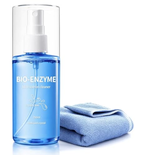 200ml Screen Cleaner with Microfiber Cloth | BIO-Enzyme Formula with Liquid Crystal Technology | Safe Spray on LCD LED OLED Screens Computer Screens Smartphones Tablets & Touch Screens