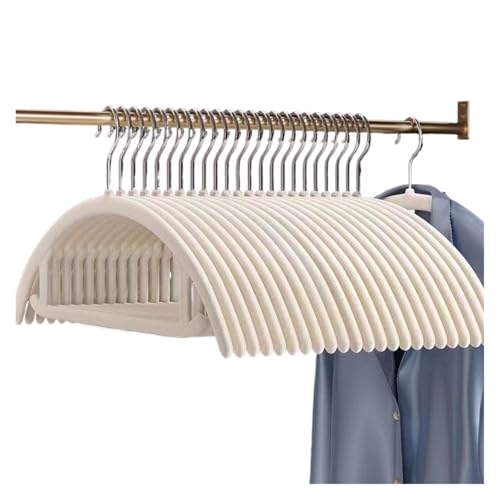 プラッシュハンガー 50個 半円形 アンチショルダー コーナー 家庭用 滑り止め シームレス アーク オーガナイザー(Off white 30pcs)