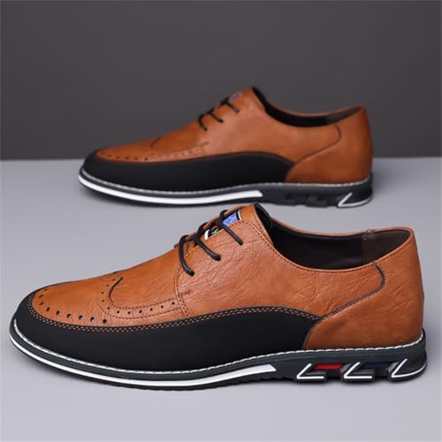 Image of Men's Casual Dress Oxfords Shoes Business Formal Italy Prince Classic Oxford Lace Up Craft Mesh Sneakers