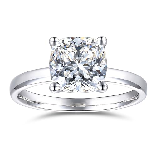 3 Carat Cushion Cut Moissanite Rings, Cushion Cut Moissanite Engagement Ring, 3ct Moissanite Rings