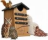 Cedar Screech Owl House Box, Nesting Shelter, Large Cedar Bird House for Outside, Rustic Big Birdhouse,Nesting Shelter Nester Heavy Duty, Stainless Steel Perch,Assemble Needed