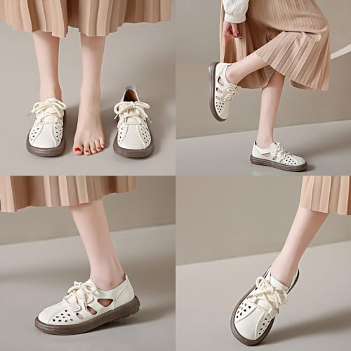 WomenS-Leather-Lace-Up-Cutout-Loafers-Soft-Platform-Lightweight-Closed-Toe-Breathable-Outdoor-Walking-Sandals-Casual-Wide-Round-Toe-Anti-Slip-Comfort-Slip-On-Oxfords