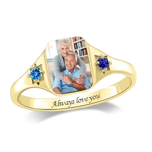 BABOOM Custom Photo Ring for Women Personalized Picture Rings Featuring Heart-shaped Promise Ring Perfect Graduation Gift for Best friend3