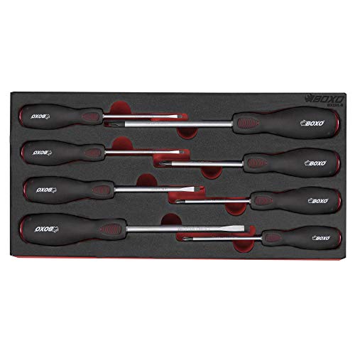 Screwdriver Set 8 Pieces. Slotted, Phillips & Pozi BOXO BX095-R