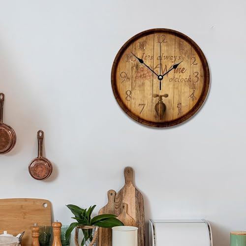 Reloj de pared de madera 10 pulgadas silencioso y sin marco miniatura 3