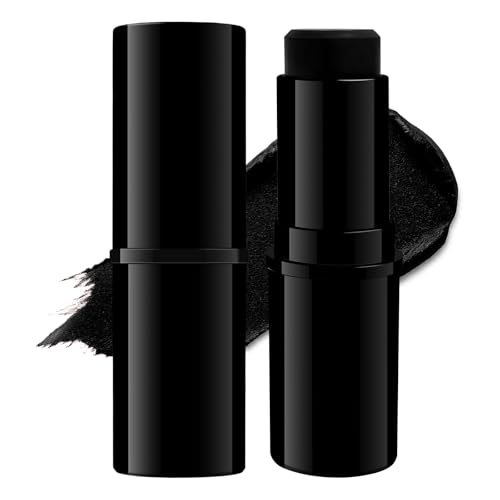 Janwana Black Face Body Paint Stick Full Coverage Cream Waterproof Non-Toxic Face Painingt for Halloween Softball Baseball Football Events Eye Black Skull Clown Cosplay SFX Makeup Costume Party