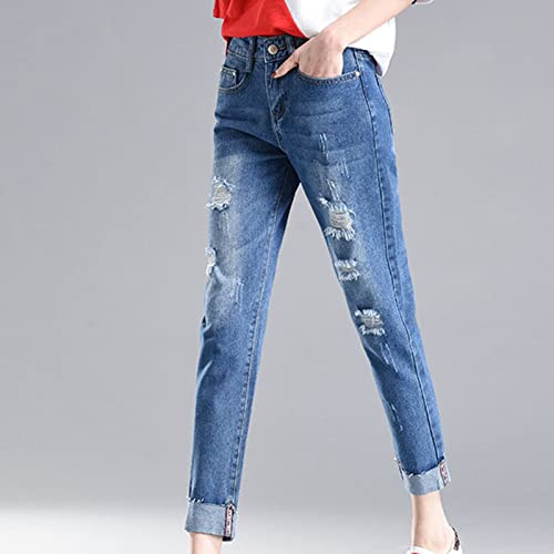 Maiyifu-GJ Women High Waist Ripped Skinny Jeans Boyfriend Slim Fit Washed Stretch Jean Juniors Distressed Pencil Denim Pants3