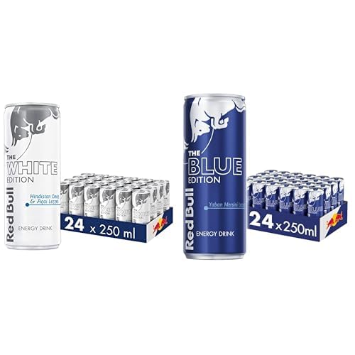 Red Bull Enerji İçeceği, Hindistan Cevizi ve Açai 250 ml (24'lü Paket, 250 ml x 24 Adet) ve Red Bull Enerji İçeceği, Yaban Mersini, 250 ml (24'lü Paket, 24 x 250 ml)
