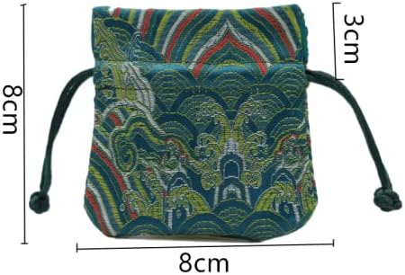 シルクのギフトバッグ、 シルクブロケード巾着ジュエリーポーチマルチカラー3.15x3.15インチ(White (flower Bir