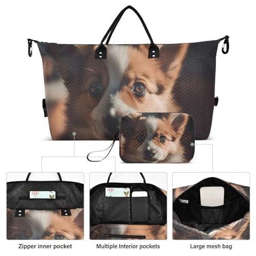 Large Travel Duffel Bag, Sunlight Puppy Sports Tote Gym Bag, Shoulder Weekender Overnight Bag for Women Men, Carry On Luggage with Toiletry Bags2