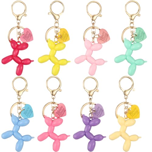 Image of Balloon Dog Keychain Bulk, 8 Pack Cute Keychains for Women | Keychain for Bags, Backpack Purse Charms, Handmade Key Chain for Keys, Carabiner Zipper Pull, DIY Craft Decoration