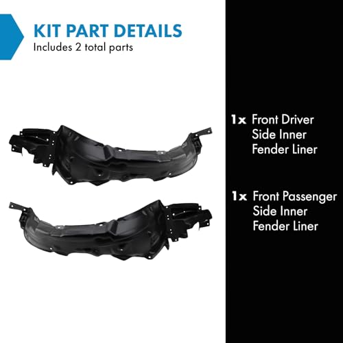 Image of TRQ Front Driver and Passenger Side Inner Fender Liner Set Compatible with 2004-2009 Toyota Prius