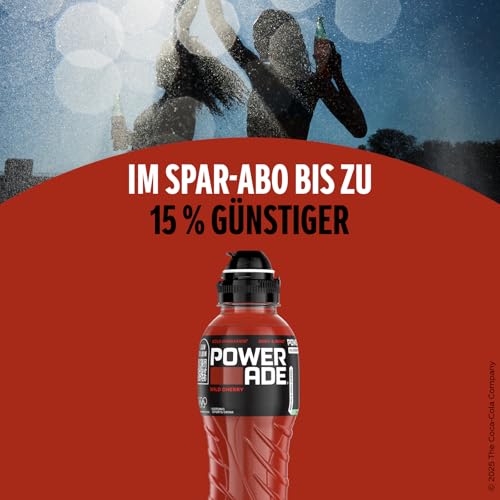 Powerade Sports Wild Cherry, kalorienarmes Sportgetränk mit Kirsch-Geschmack, mit Elektrolyten, Sport Drink in stylischen Einweg Flaschen (12 x 500 ml) (Verpackung kann variieren) 4