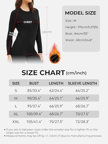 Orrfreer 3 Pack Thermal Base Layer Women Fleece Long Sleeve Compression Shirts Ladies Thermal Tops for Running Ski Hiking Black/Charcoal/Pink XL - Image 6
