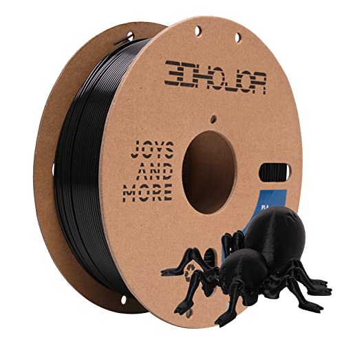 PLA Filament 1.75mm Black,3D Printing Filament,1kg Cardboard Spool (2.2lbs), Fit Most FDM 3D Printer,Dimensional Accuracy +/- 0.03 mm,Vacuum Packaging, No Brittle Filaments