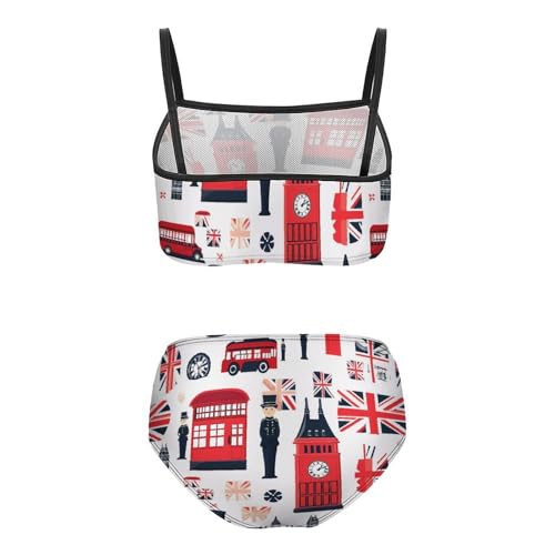 England Symbols Print Girls Bikini Swimsuit Two Piece Bathing Suit Beach Swimwear2