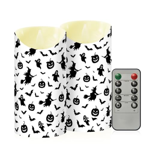 Velas LED de brujas parpadeantes de plástico con mando a distancia pack de 2