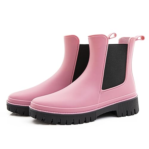 Fubotao Women’s Short Rain Boots Waterproof Chelsea Rain Boots For Ladies