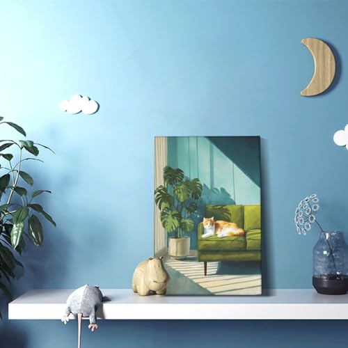 Lienzo decorativo de gato descansando para crear un ambiente relajante en tu salón 3