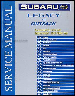 2001 Subaru Legacy & Outback 6 Cylinder Repair Shop Manual Supplement