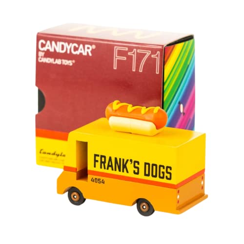 Candylab Toys - Wooden Cars and Vintage Toys for Kids - CANDYCAR® Food Truck and Stand Collection - Hot Dog Van