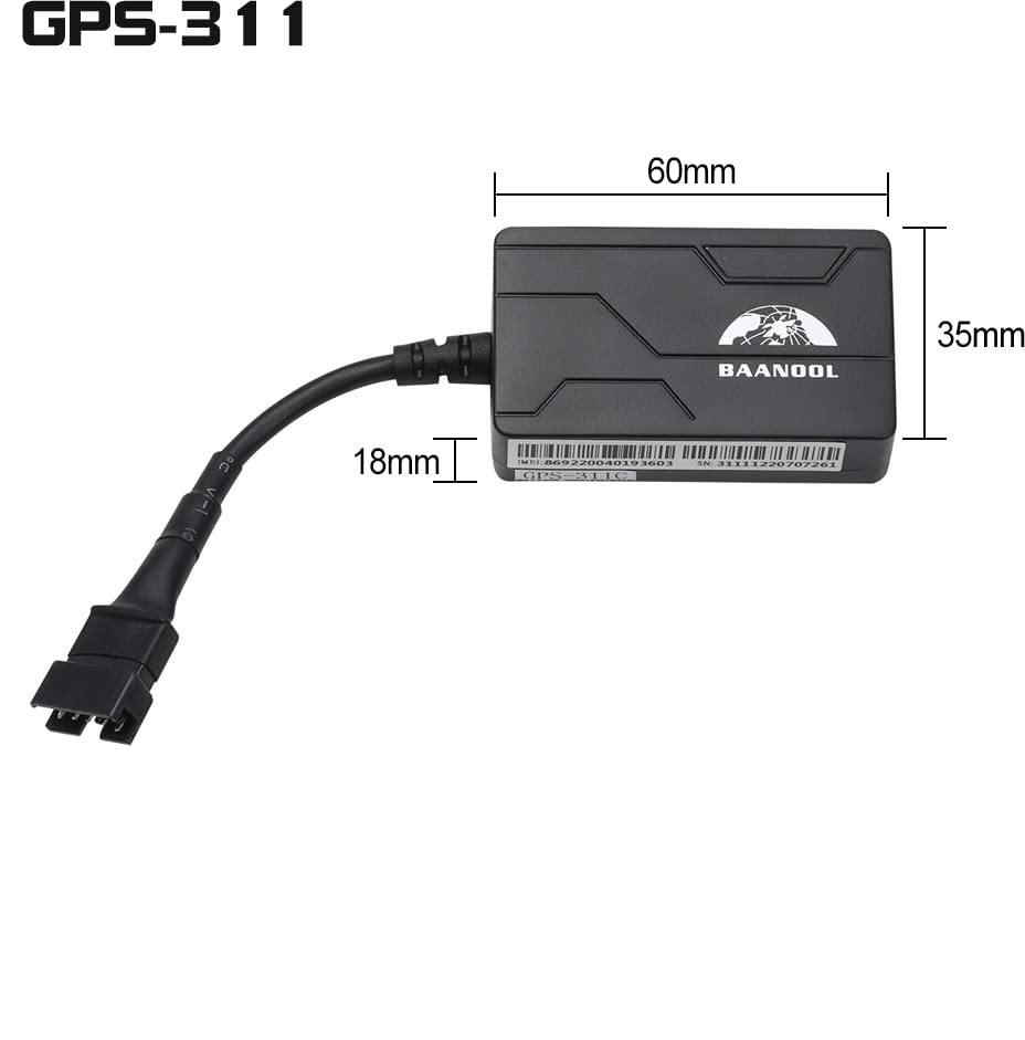 Dimensions of BAANOOL GPS-311B tracker
