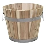 colourliving Pflanztopf Holz mit Griffen robuste Blumentöpfe Pflanzkübel rund FSC Akazienholz Blumenkästen aus Holz (25/20 cm)