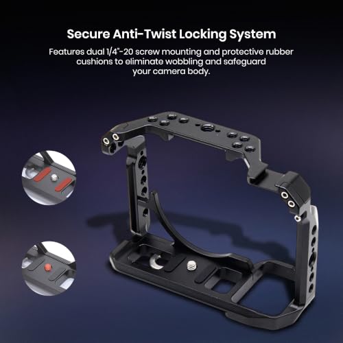 Image of Simpex A7M4 Metal Cage for A7M4, A7R4A, A1, A9II, A7S3, A7R5, A7IV Built-in Quick Release Plate for Arca-Type, Filmmaking Video Cage with Shoe Mount, 1 /4 inch & 3 /8 inch Threaded Holes