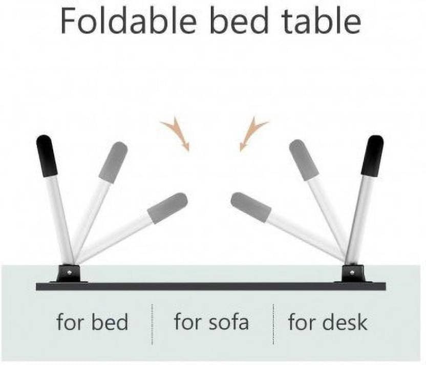 Image of YAJNAS Beige Wooden Multipurpose Foldable Laptop Table with Cup & Tab Holder | Study, Breakfast, Work Table | 380 mm