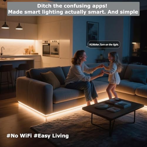 AI Smart Led Strip Lights, Offline Voice Control LED Light Strip White 2700K-5000K,Dimmable Warm White Lights 5 Voice Commands USB Powered for Kids Bedroom, TV Backlight, Kitchen, Mirror Decor - Image 4
