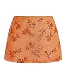 LTZYLS Women's Sequin Skirt Sparkly Low Rise Mini Skort Y2K Beaded Rhinestone Skirt Summer（Orange，Medium）